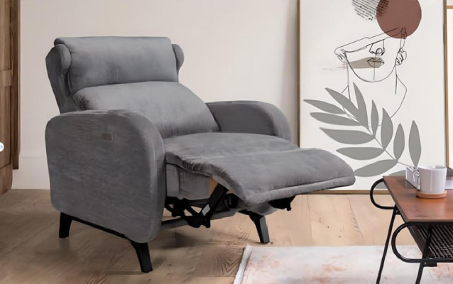Sillón reclinable gris con reposapiés de lujo para salón