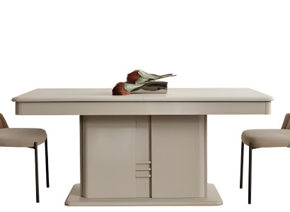 Conjunto de comedor blanco de diseño con 6 sillas tapizadas y aparador