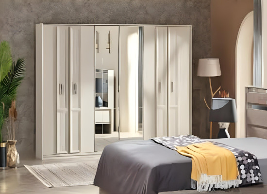 Juego de dormitorio de 6 piezas diseño de lujo muebles completos gris cama armario