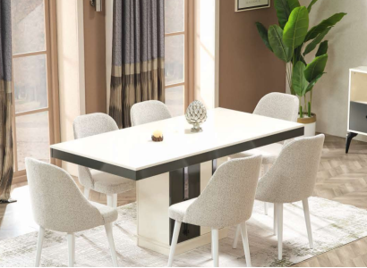 Conjunto de muebles de comedor de lujo con mesa de comedor y 6 sillas