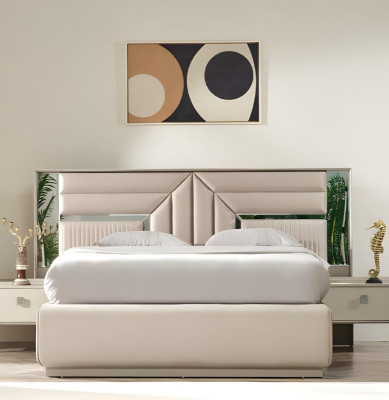 Cama matrimonial de diseño para dormitorio de lujo muebles de madera