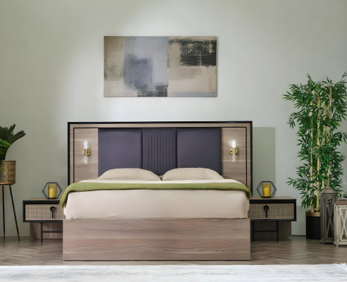 Juego completo de dormitorio moderno de 6 piezas diseño de cama lujosa armario