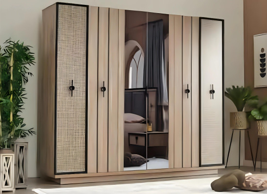 Juego completo de dormitorio moderno de 6 piezas diseño de cama lujosa armario