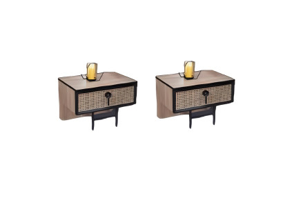 Moderno 2x mesitas de noche beige diseño dormitorio muebles de lujo en madera
