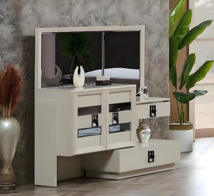 Conjunto de muebles de dormitorio de diseño moderno de lujo de 5 piezas cama matrimonial armario