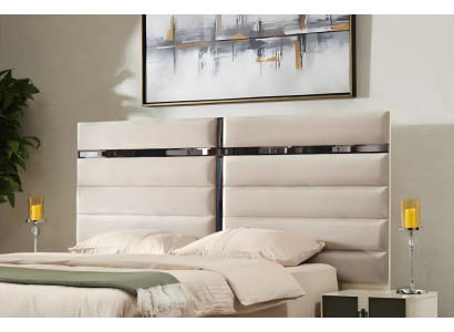 Cama de madera beige de lujo para dormitorio cama matrimonial diseño moderno estilo