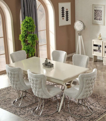 Mesa de comedor con 6 sillas Juego completo diseño moderno muebles de madera