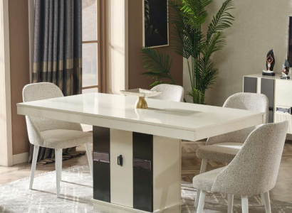 Conjunto de muebles de comedor moderno con mesa y 4 sillas de diseño