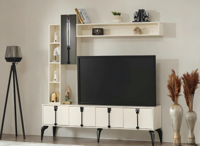 Conjunto de mueble de pared para TV móvil de 4 piezas en madera moderna