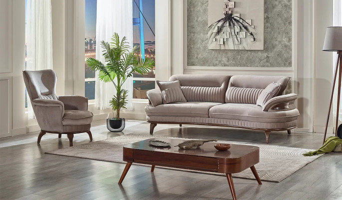 Juego de sofás de 2 piezas completo para sala de estar 3+1 plazas diseño moderno muebles tapizados