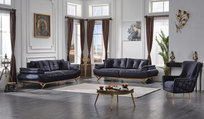 Juego de sofá 3+3+1 sillones de tela lujosa para sala de estar