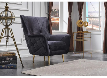 Sillón de tela gris muebles tapizados diseño lujoso sala de estar