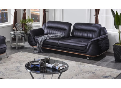 Sofá de tres plazas negro de diseño lujoso muebles tapizados
