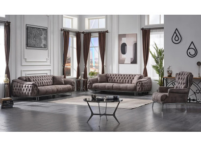 Juego de sofás de salón 3+3+1 asientos muebles tapizados en tejido lujoso