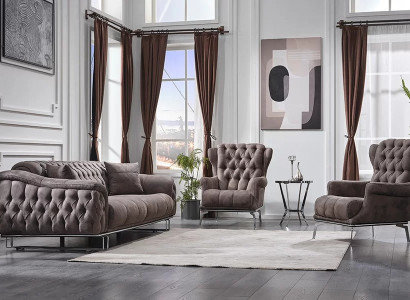 Diseño sofá de 3 piezas muebles tapizados lujosos tejido