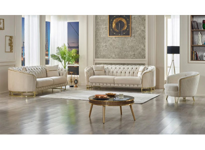 Sofá blanco 3+3+1 plazas moderno muebles tapizados en tela