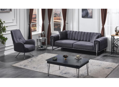 Juego de sofás de tela de 2 piezas Sofá Sillón Juego de rellenos Sofás modernos para sala de estar