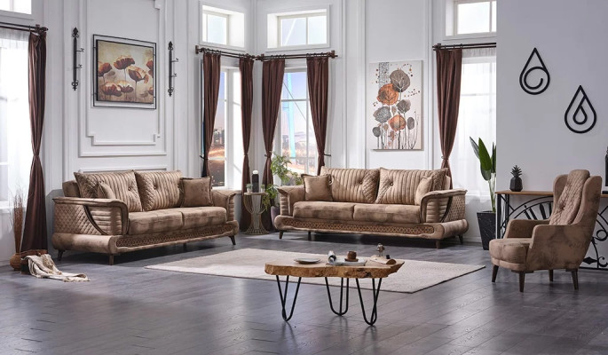 Conjunto de sofás moderno 3+3+1 plazas lujo tejido muebles tapizados salón