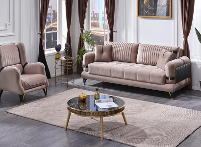 Conjunto de sofás moderno de 3+1 plazas para sala de estar muebles tapizados beige