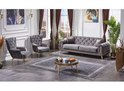Juego de sofá de 3 piezas diseño 2x sillón Chesterfield sofá de tres plazas