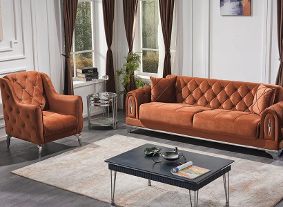 Divano Chesterfield 3+1 Tamaño Marrón Muebles de Lujo