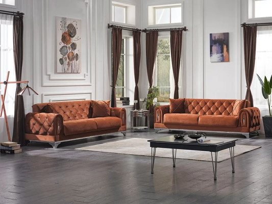 Sofá Chesterfield de lujo para 2 personas en marrón