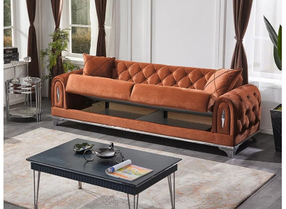 Sofá Chesterfield marrón de 3 plazas