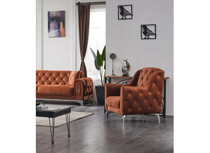 Sillón de lujo marrón muebles tapizados salón sillón Chesterfield