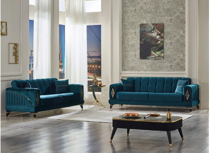 Juego de sofás 2x sofás de 3 plazas para sala de estar verde