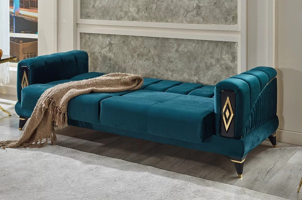 Sillón verde de 3 plazas para la sala de estar