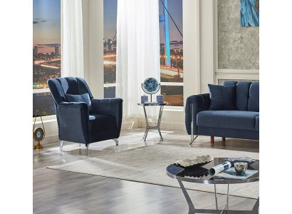 Sillón moderno diseño sillón sala de estar tejido azul muebles tapizados