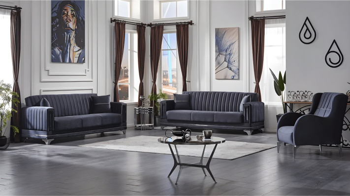 Conjunto de sofás 3+3+1 Muebles tapizados Grupo de asientos Sala de estar Textil