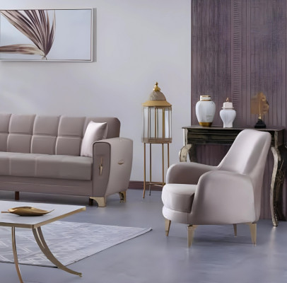 Sillón de lujo gris para sala de estar muebles de tela sillón tapizado