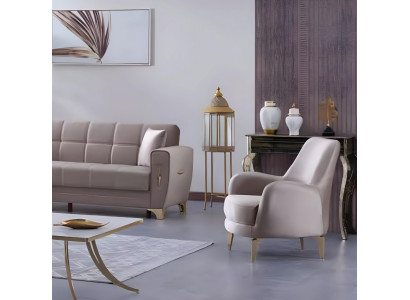 Sillón de lujo gris para sala de estar muebles de tela sillón tapizado
