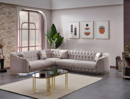 Sofá esquinero gris de tela en forma de L diseño moderno sillón salón