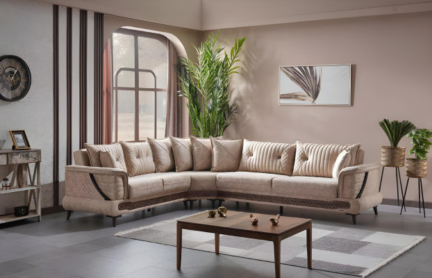 Sofá de diseño conjunto sofá en forma de L sillón esquina muebles de tela