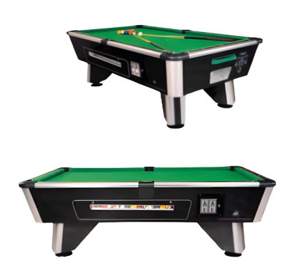 Mesa de billar de madera negra con marco de aluminio e iluminación LED