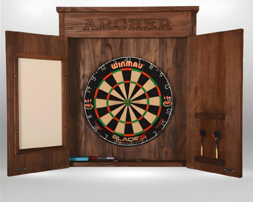 Juego de dardos vintage de madera marrón con diseño rústico