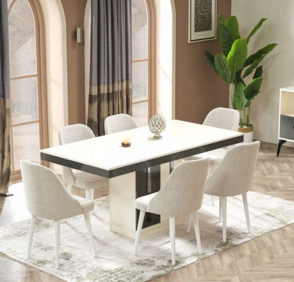 Conjunto de comedor de lujo con mesa y 6 sillas de diseño