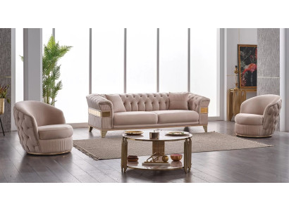 Juego de sofás de salón 3 piezas Diseño Lujo Muebles tapizados 3+1+1 plazas