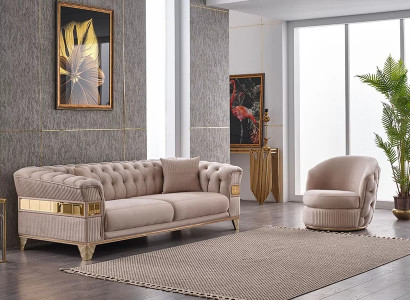 Conjunto de muebles de lujo diseño 2 piezas sofá 3+1 plazas completo salón