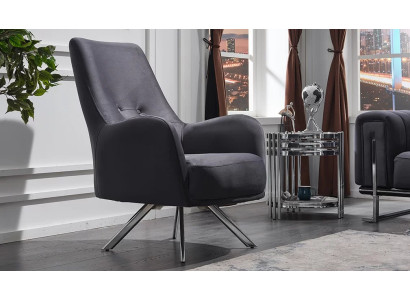Sillón de lujo gris muebles tapizados diseño salón estilo moderno