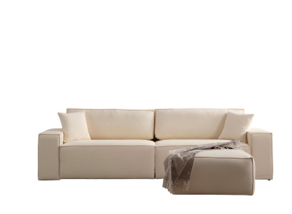 Puf exclusivo beige de cuatro plazas elegante set de 2 piezas