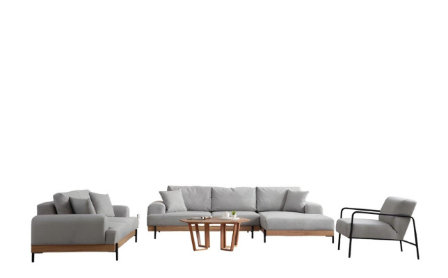 Sofá esquinero de diseño gris claro de 3 plazas 3 piezas