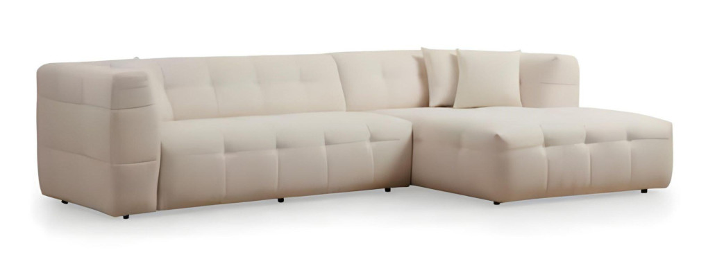 Sofá esquinero elegante en L con set de puff moderno de 2 piezas