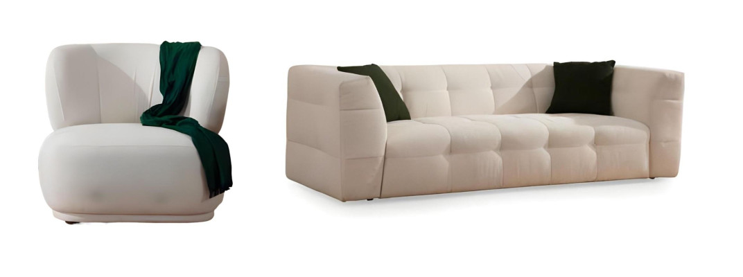 Moderno juego de sofás blancos para sala de estar, sofá de tres plazas de diseño, sillón elegante