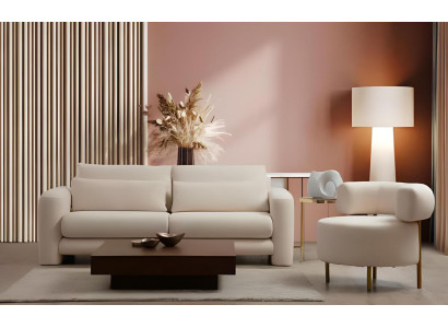 Lujoso juego de sofás blancos de diseño para sala de estar de 3 piezas