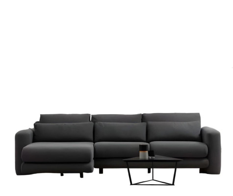 Sofá moderno en forma de L negro para sala de estar