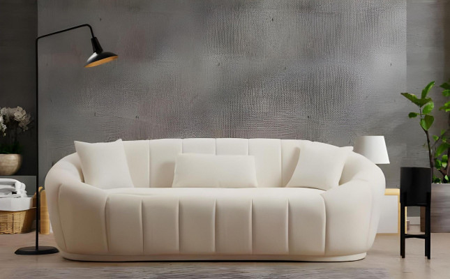 Conjunto de sofá moderno blanco para sala de estar de 3 plazas