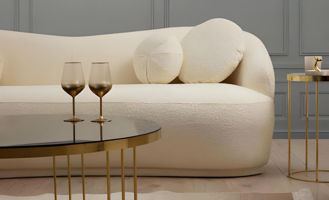 Juego de sala de diseño blanco de lujo 2x sofás de 3 plazas y sillón